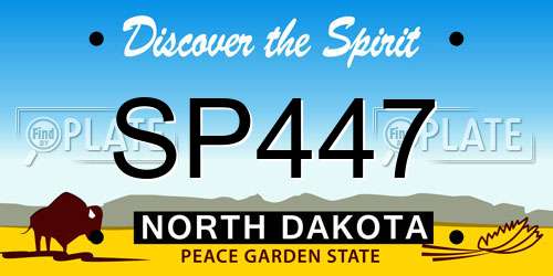 SP447 North Dakota License Plate
