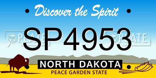 SP4953 North Dakota License Plate