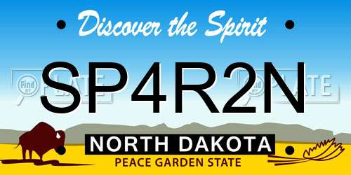 SP4R2N North Dakota License Plate