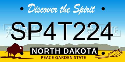 SP4T224 North Dakota License Plate