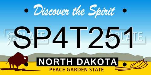 SP4T251 North Dakota License Plate