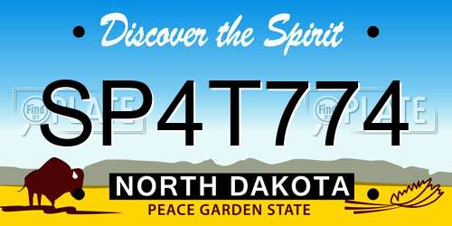 SP4T774 North Dakota License Plate