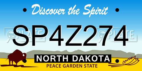 SP4Z274 North Dakota License Plate