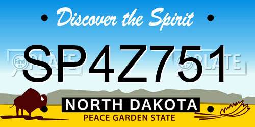 SP4Z751 North Dakota License Plate
