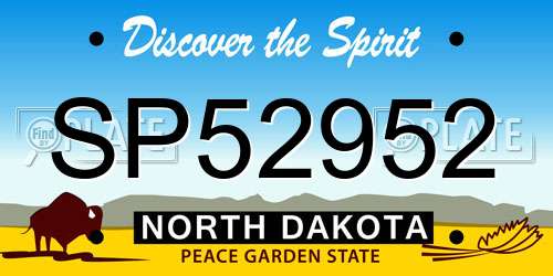 SP52952 North Dakota License Plate