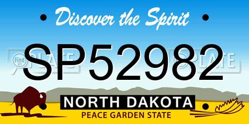 SP52982 North Dakota License Plate