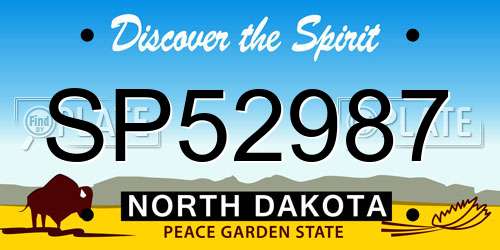 SP52987 North Dakota License Plate