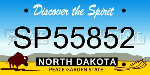 SP55852 North Dakota License Plate