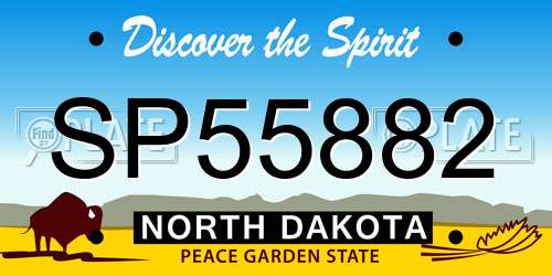 SP55882 North Dakota License Plate