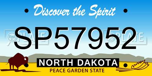 SP57952 North Dakota License Plate