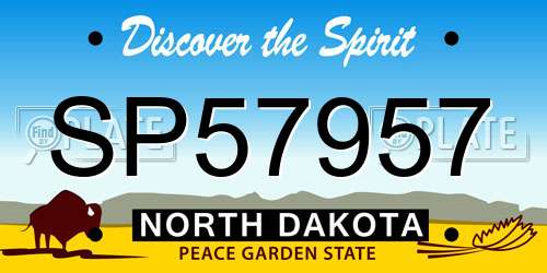 SP57957 North Dakota License Plate