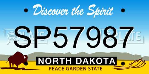 SP57987 North Dakota License Plate