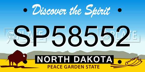 SP58552 North Dakota License Plate