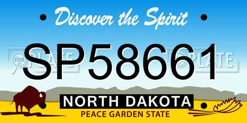 SP58661 North Dakota License Plate