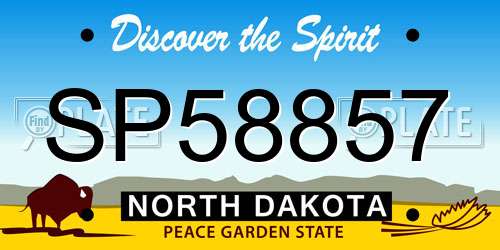 SP58857 North Dakota License Plate
