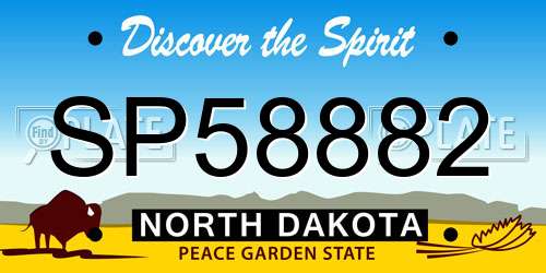 SP58882 North Dakota License Plate