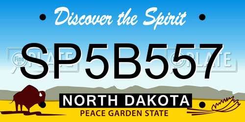 SP5B557 North Dakota License Plate
