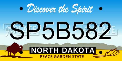 SP5B582 North Dakota License Plate