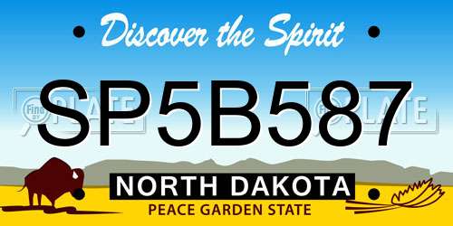 SP5B587 North Dakota License Plate