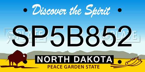 SP5B852 North Dakota License Plate