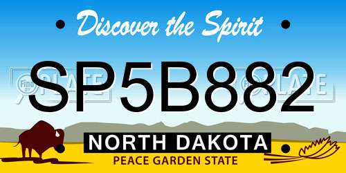SP5B882 North Dakota License Plate