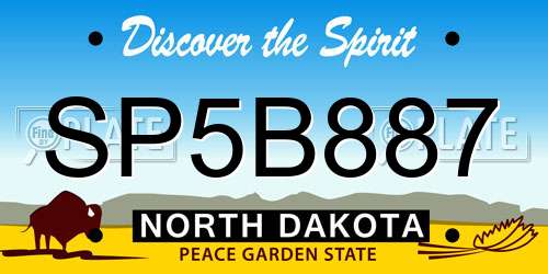 SP5B887 North Dakota License Plate