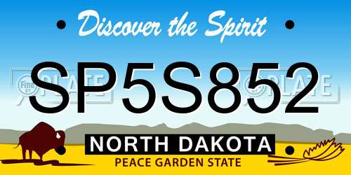 SP5S852 North Dakota License Plate