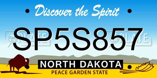 SP5S857 North Dakota License Plate