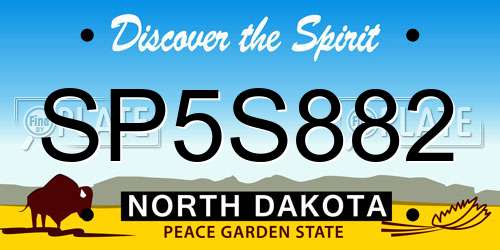 SP5S882 North Dakota License Plate