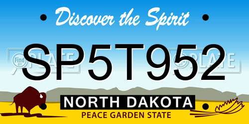 SP5T952 North Dakota License Plate
