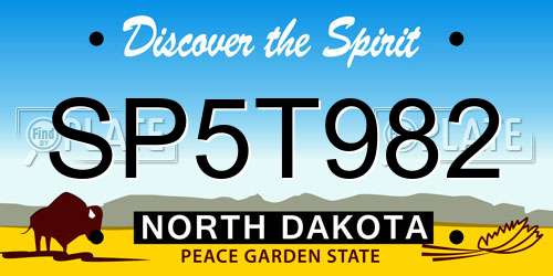 SP5T982 North Dakota License Plate