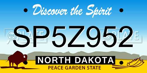 SP5Z952 North Dakota License Plate