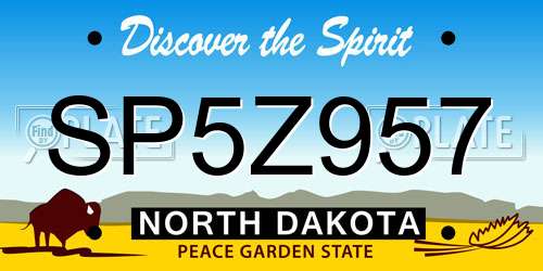 SP5Z957 North Dakota License Plate