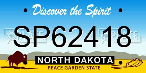SP62418 North Dakota License Plate