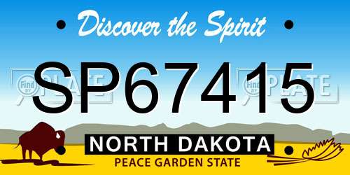 SP67415 North Dakota License Plate