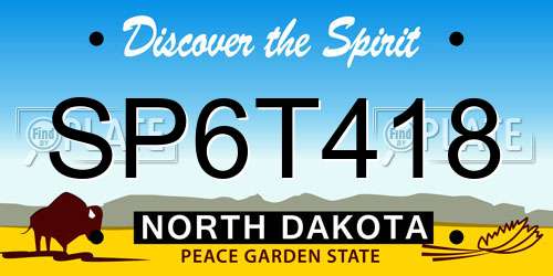 SP6T418 North Dakota License Plate