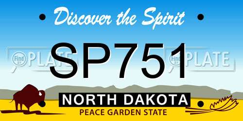 SP751 North Dakota License Plate