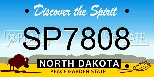 SP7808 North Dakota License Plate