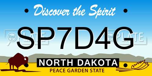 SP7D4G North Dakota License Plate