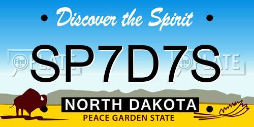 SP7D7S North Dakota License Plate