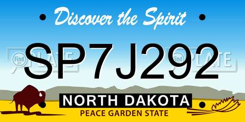SP7J292 North Dakota License Plate