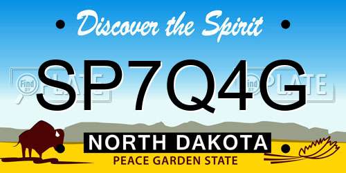 SP7Q4G North Dakota License Plate