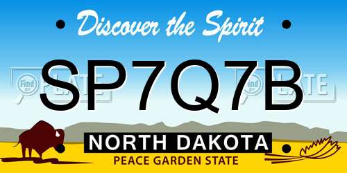 SP7Q7B North Dakota License Plate