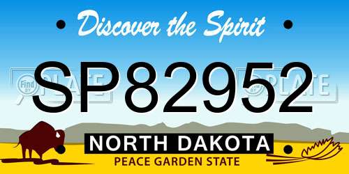 SP82952 North Dakota License Plate