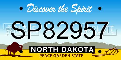 SP82957 North Dakota License Plate