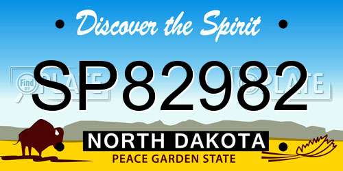 SP82982 North Dakota License Plate