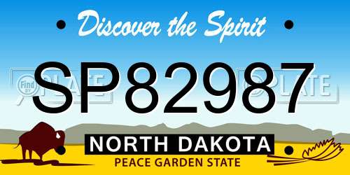 SP82987 North Dakota License Plate