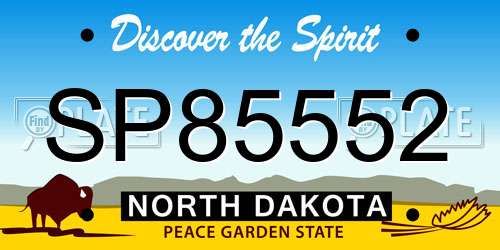SP85552 North Dakota License Plate