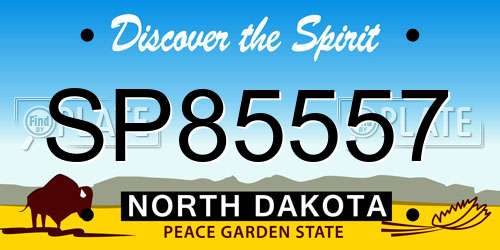SP85557 North Dakota License Plate