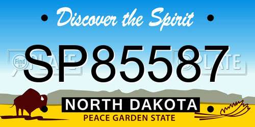 SP85587 North Dakota License Plate